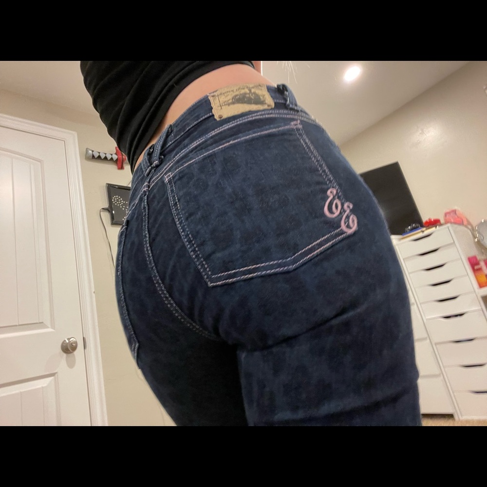 PINK STITCH Y2K CHEETAH PRINT SKINNY JEANS